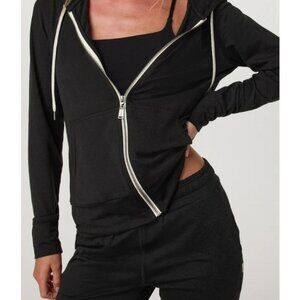Vuori Halo Performance Hoodie 2.0 DreamKnit Full Zip Women Sz Large Black VW268